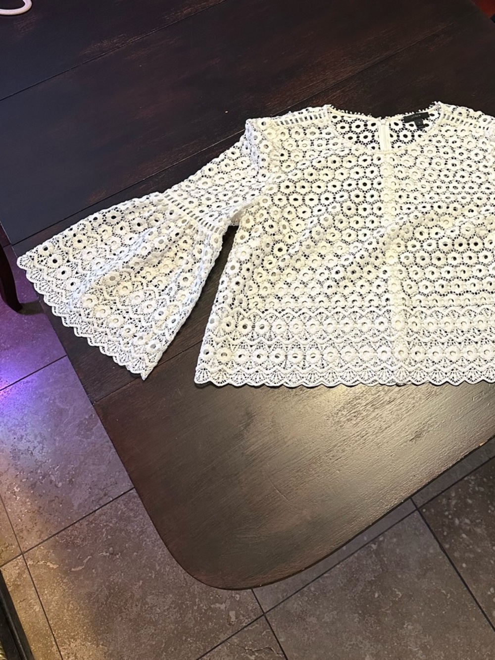 J. Crew Daisy Lace Bell Sleeve Top